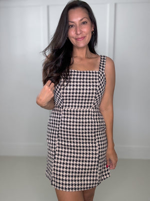 Houndstooth Overall Dress