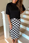 All Day Midi Skirt (Black & White Checkered) / Ships 1/24/25