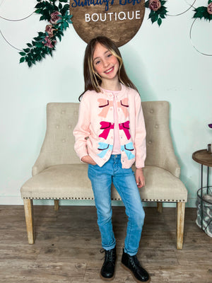 Girls Bow Pink Cardigan/Pre-Order/ ETA: About 2 weeks