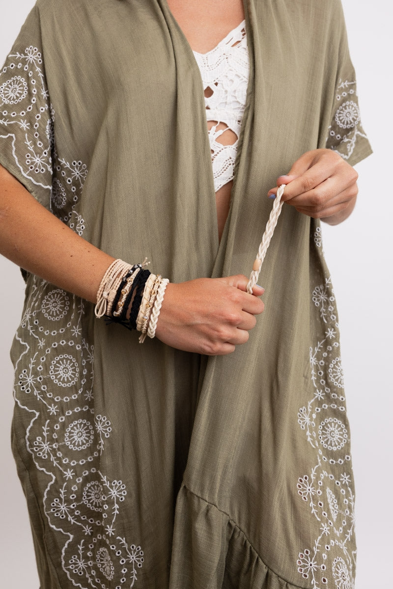 Stackable Hair Tie Bracelet Set (Black & Cream Braids & Twisted)