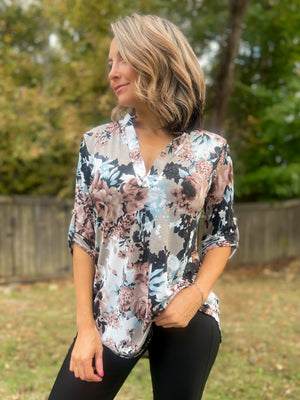 Fab In Floral  Non Wrinkle Top