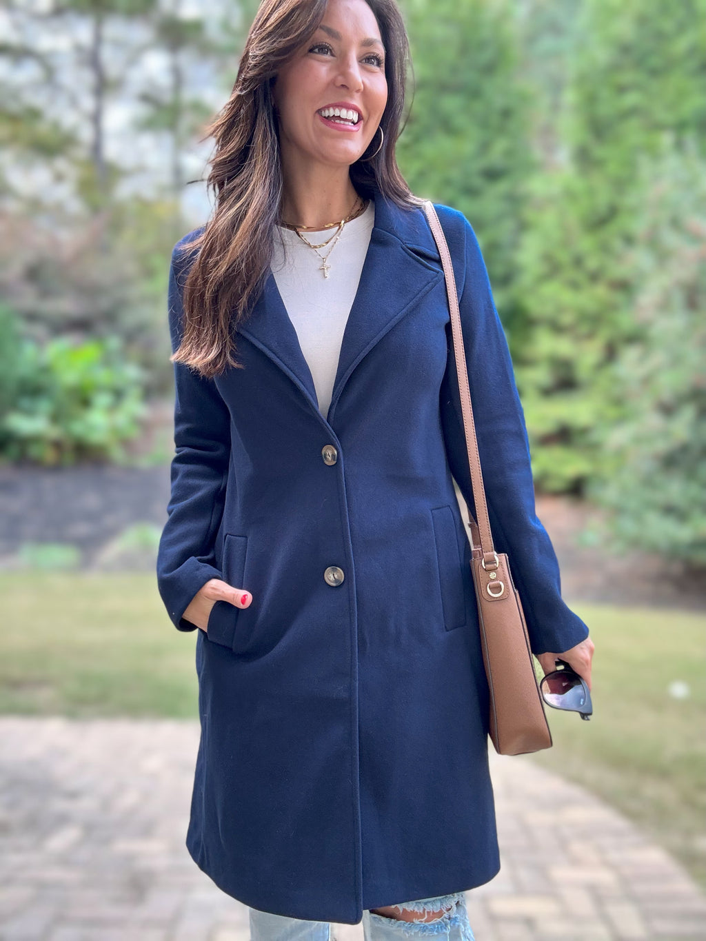 Classic Tailored Longline Coat (Navy)