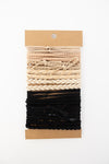 Stackable Hair Tie Bracelet Set (Black & Cream Braids & Twisted)
