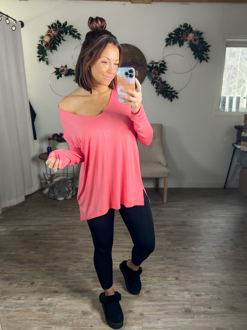 Darlin’ Dolman Drapey Top (Coral)