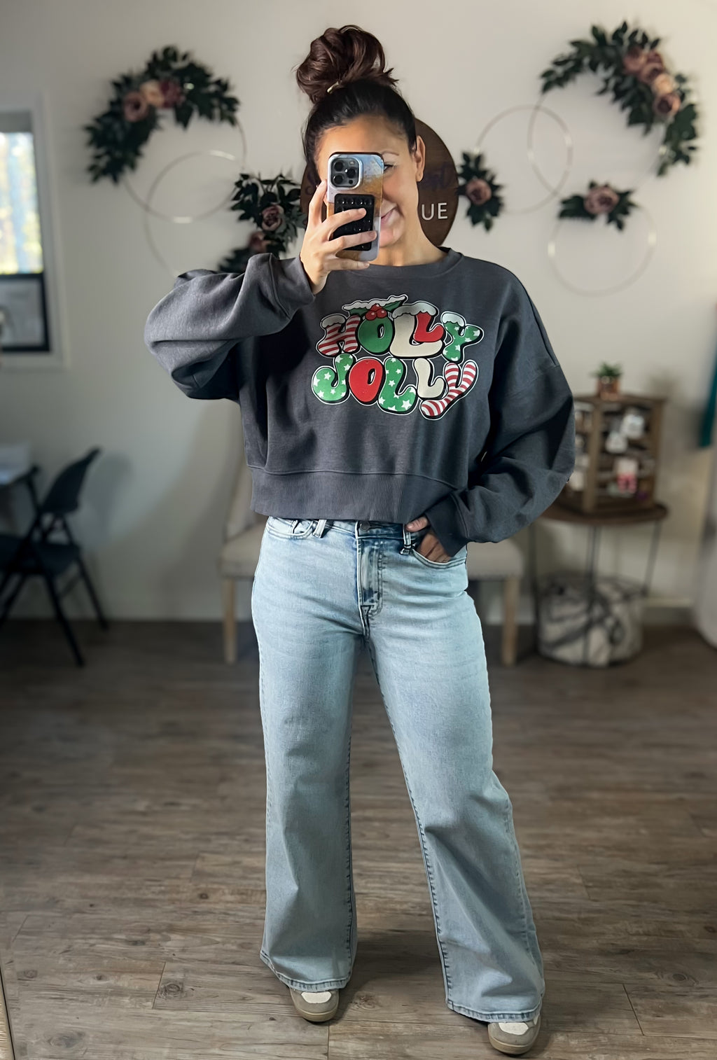 Holly Jolly Cropped Longer Pullover