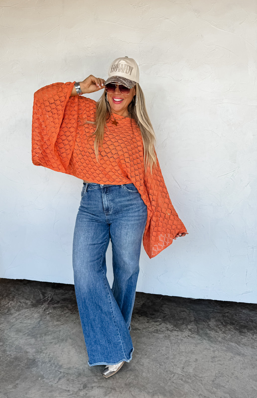 Free Spirit Bell Sleeve Top (Orange)