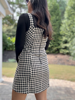 Houndstooth Overall Dress