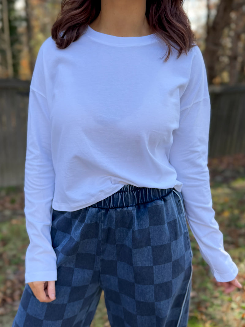 Classic At The Hips Long Sleeved Top (White)