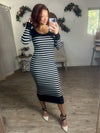 Millie Striped Midi Sweater Dress