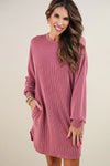 Riley Ribbed Dress (Burgundh) / Pre-Order Ships 9-27