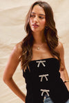 Put A Bow On It Velvet & Rhinestone Tube Top