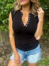 Miley Micro Ribbed Henley Tank