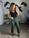 Kathleen Straight Cropped Jeans (Dark Olive)