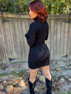 Raleigh Ribbed & Knitted Turtleneck Dress