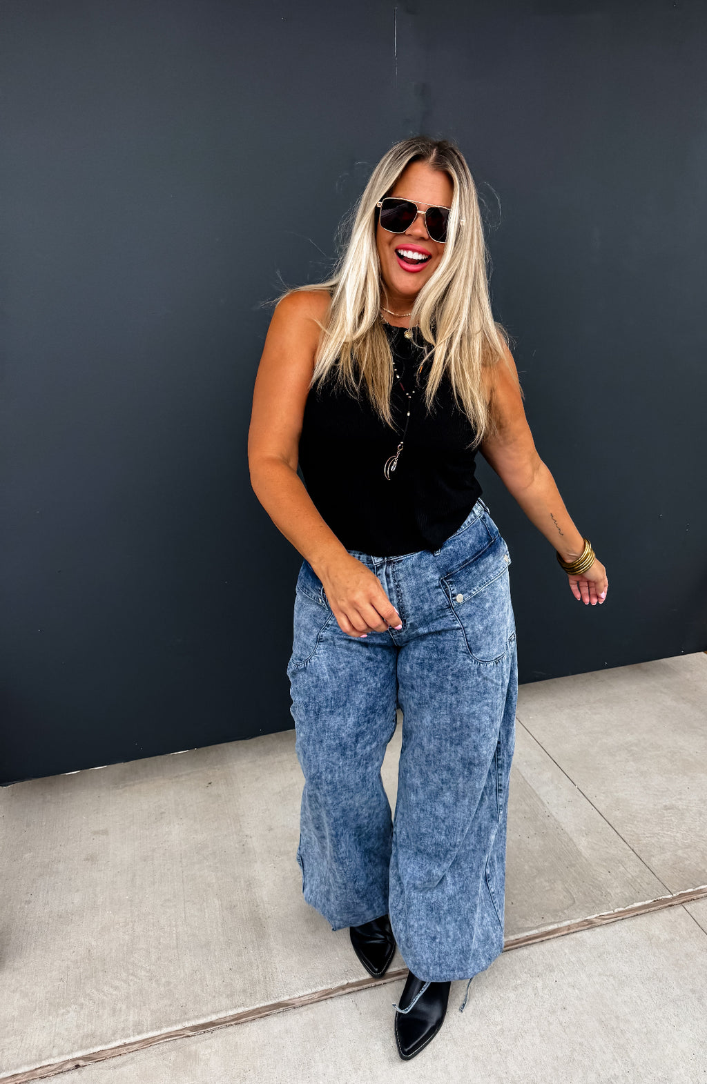 Shelley Cinch Hem Wide Leg Jeans/ Pre-Order/ Ships in 2 Weeks