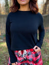 Classic At The Hips Long Sleeved Top (Black)