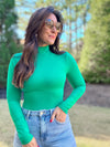 *DOORBUSTER* / Peach Skin Mock Neck Bodysuit (Green)