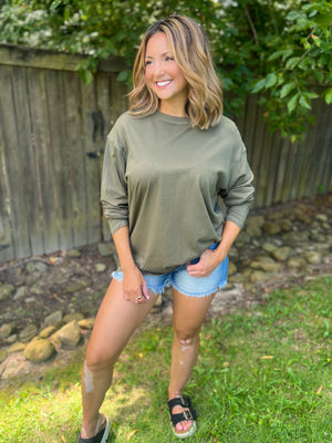 Organic Cotton Boyfriend Top (Army Green)