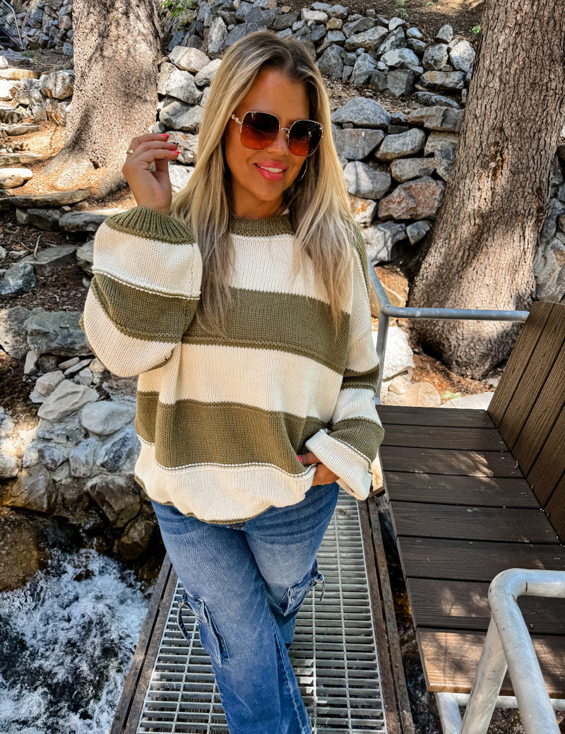 Caroline Striped Knit Chunky Sweater