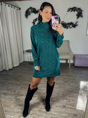 Shimmer & Shine Mock Neck Dress