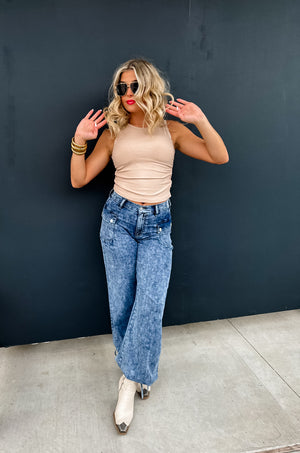 Shelley Cinch Hem Wide Leg Jeans/ Pre-Order/ Ships in 2 Weeks