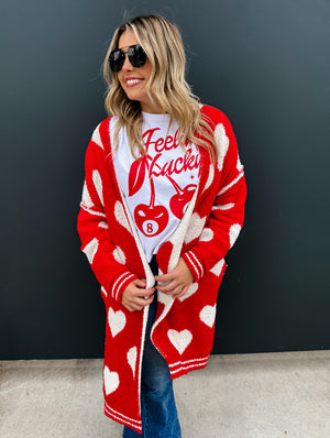 Heart So Full Reversible Cloud Cardigan (Red)