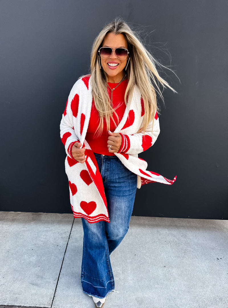 Heart So Full Reversible Cloud Cardigan (Red)