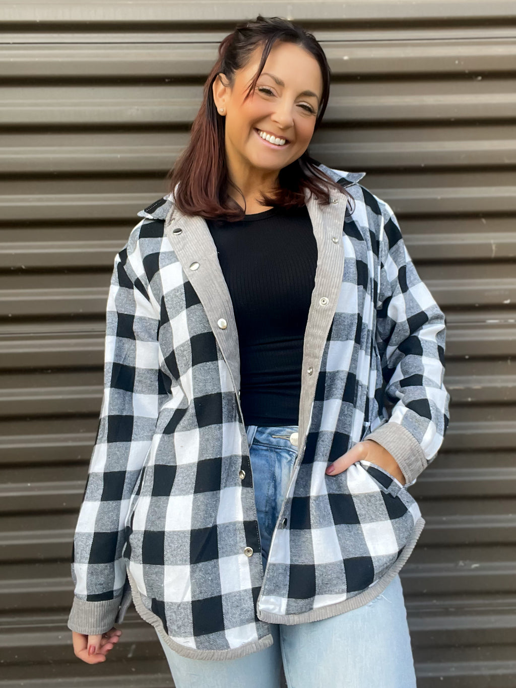 Reversible Plaid Jacket (Grey/Black/White)