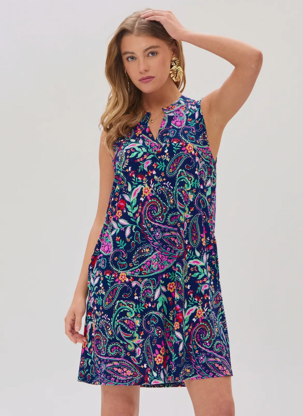 Lizzy Paisley Non Wrinkle Tank Dress/ Ships in 1 Week