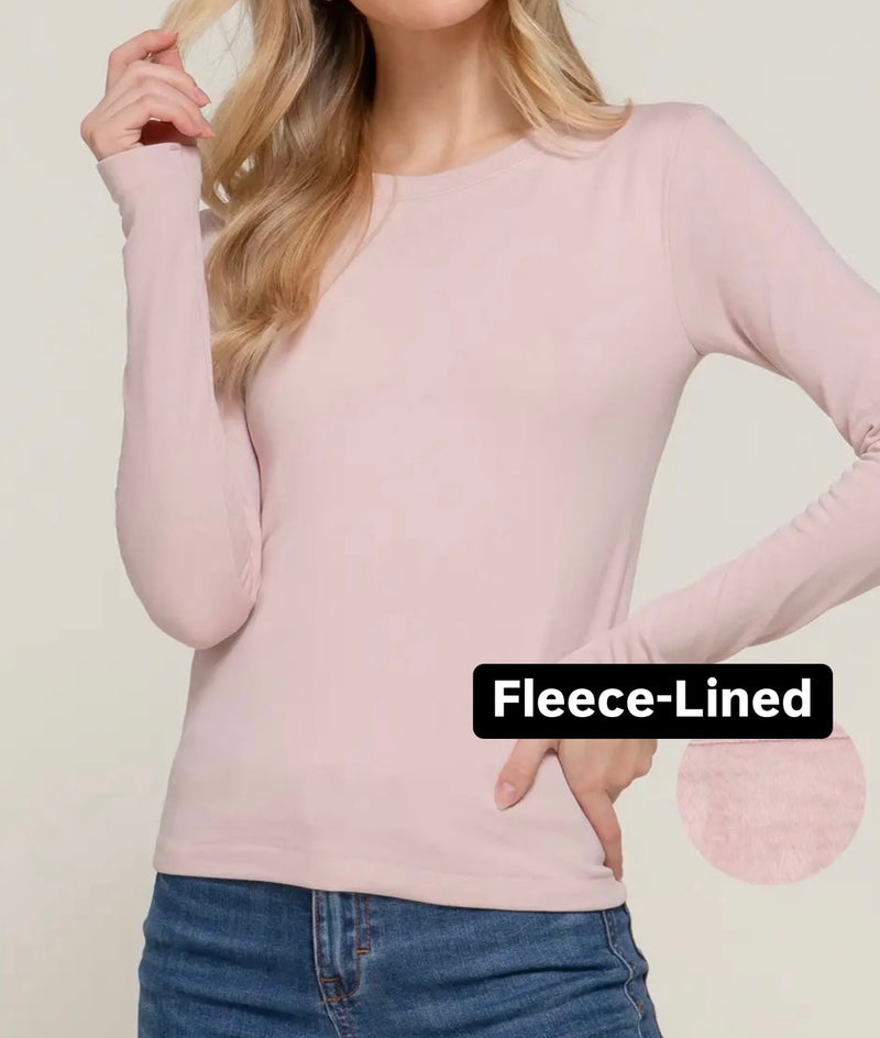 *DOORBUSTER* / Fleeced-Line Seamless Top (Light Pink) - Ships week of 12/9