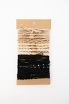 Stackable Hair Tie Bracelet Set (Black & Cream Braids & Twisted)