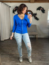 The Lisa Snap Button Cardigan (Ocean Blue)