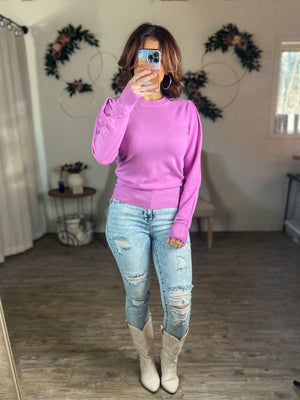 Babs Blouson Sleeve Sweater (Mauve)