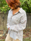 Marley Frayed Plaid Button Down (Sage)