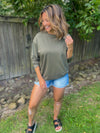 Organic Cotton Boyfriend Top (Army Green)