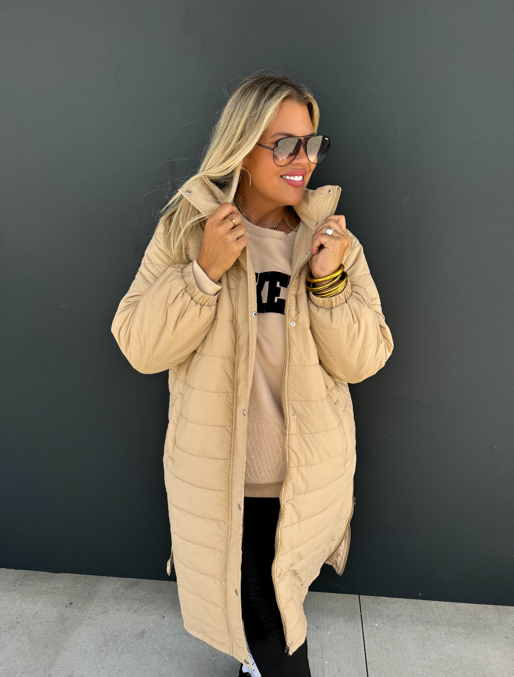 London Long Puffer Coat (Tan)