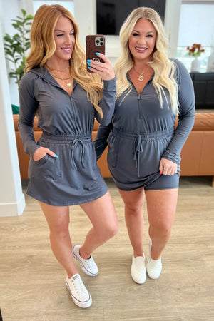 On My Way Athletic Romper/Dress with Built in Shorts (Charcoal)