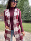 Lilly Plaid Sweater Vest (Burgundy)