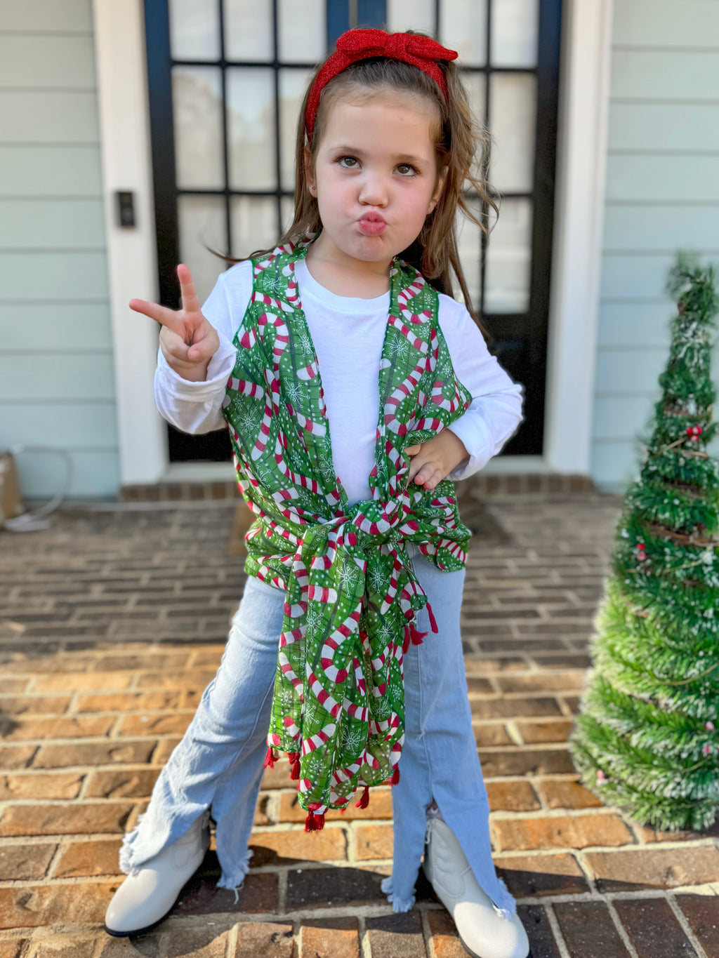 Kids Candy Cane Tassel Vest