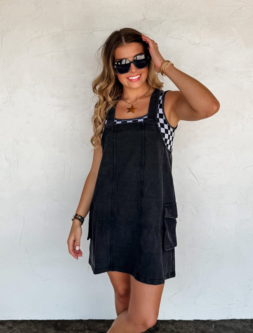Millie Overall Dress (Charcoal)