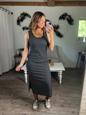 Criss Crossed Back Striped Dress