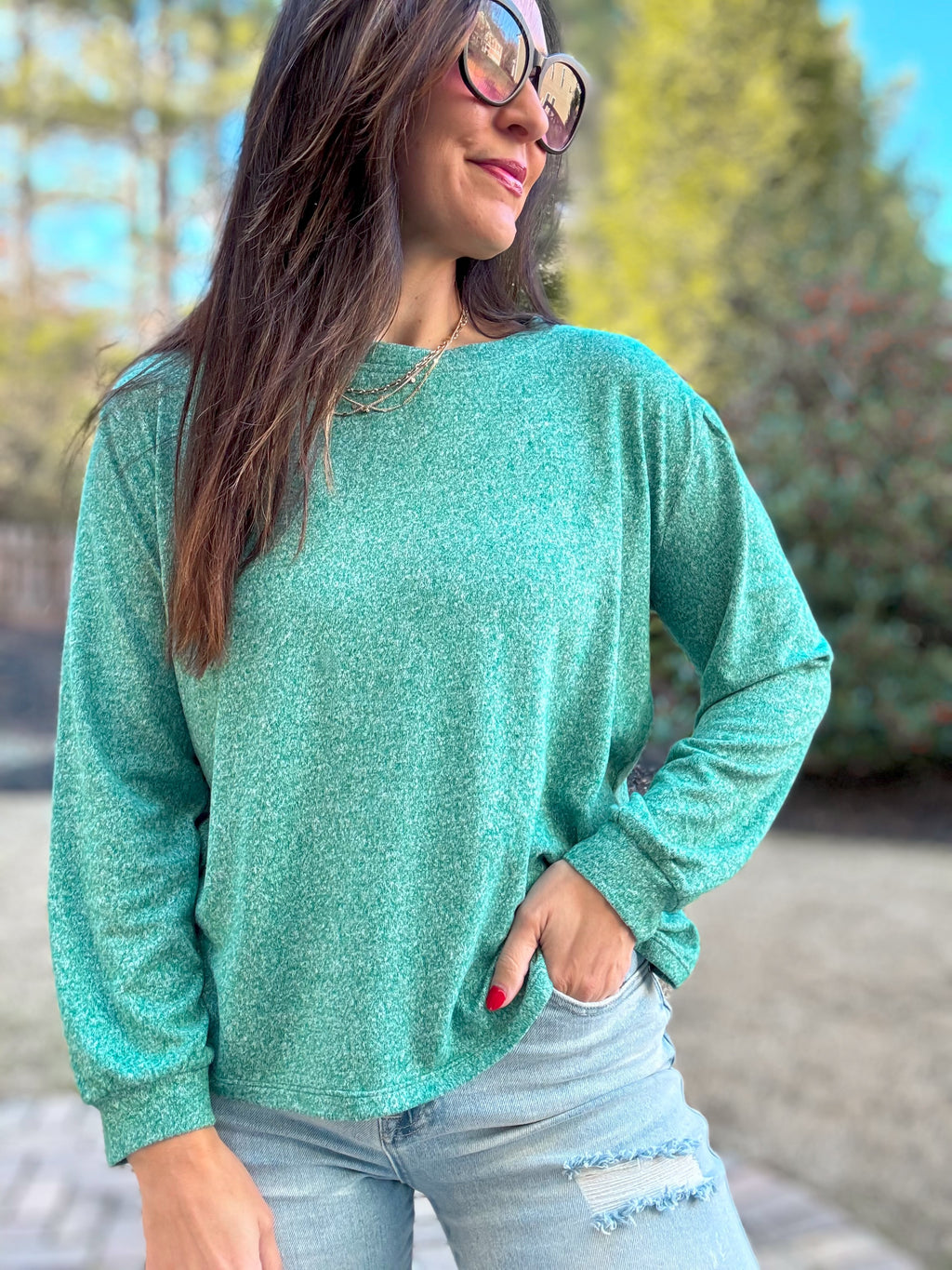 Holly Hacci Top (Heathered Green)