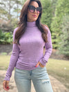 Rae Ribbed Lightweight Turtleneck Sweater (Purple)