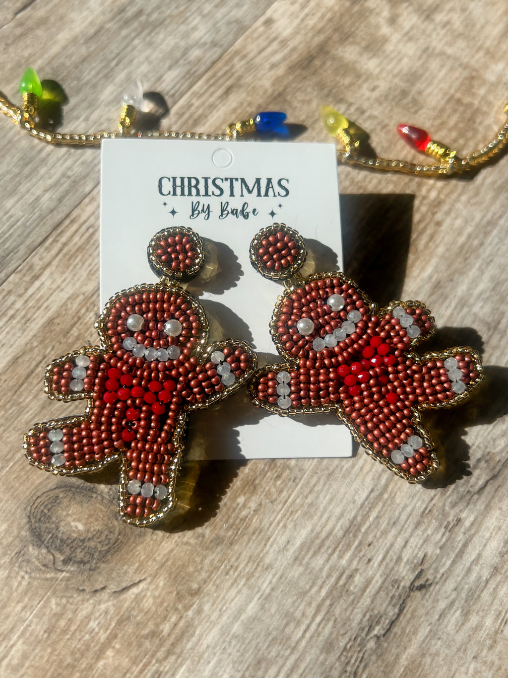Christmas Beaded Earrings (Gingerbread Men)