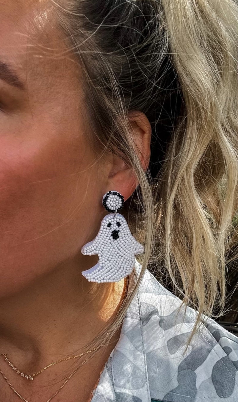 Halloween Beaded Earrings (Ghost)