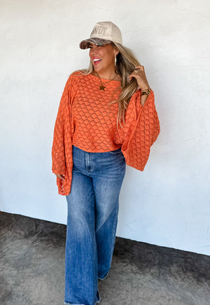 Free Spirit Bell Sleeve Top (Orange)