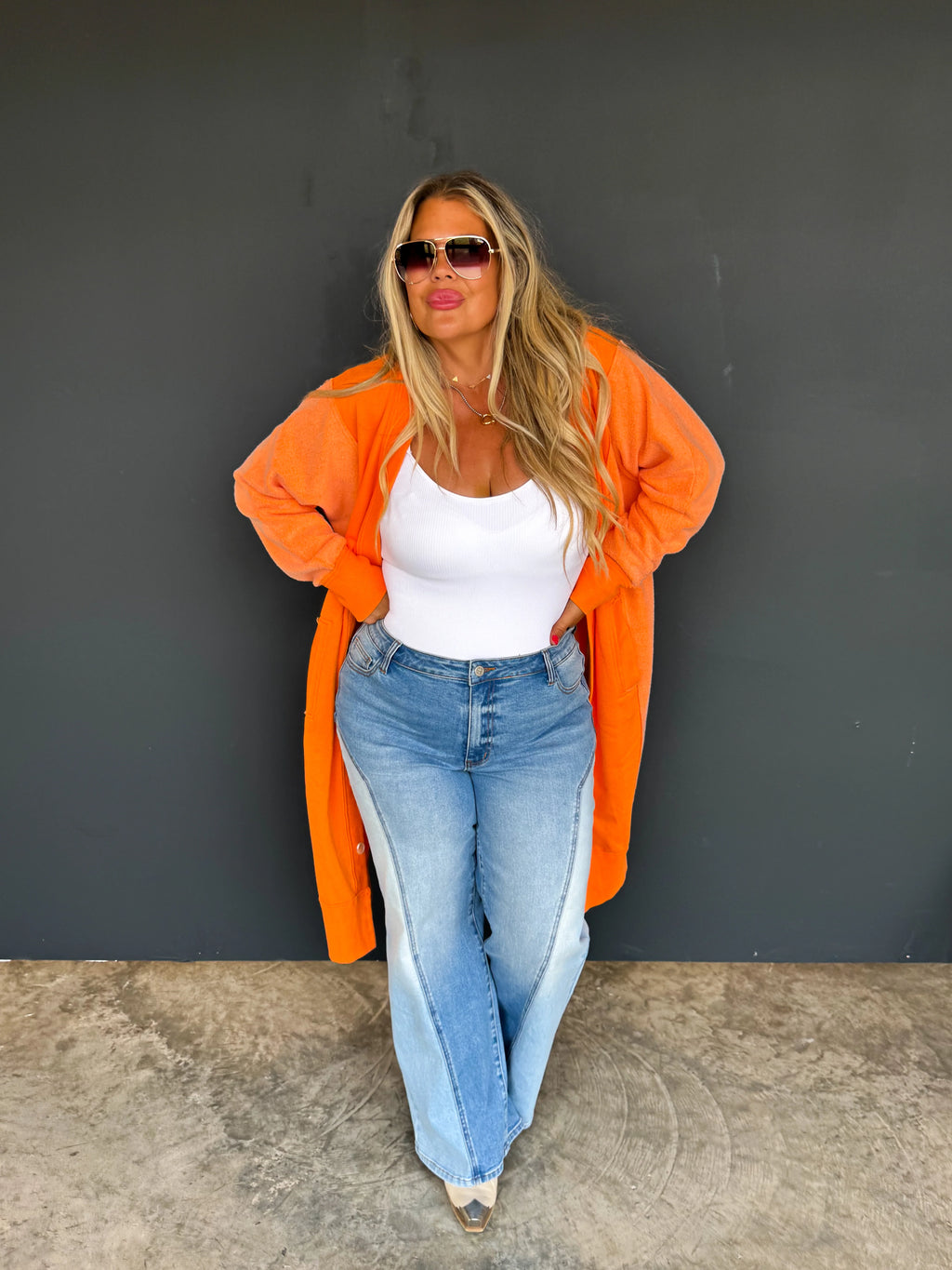 Salish Sweatshirt Cardigan (Orange)/ Ships in 2 Weeks