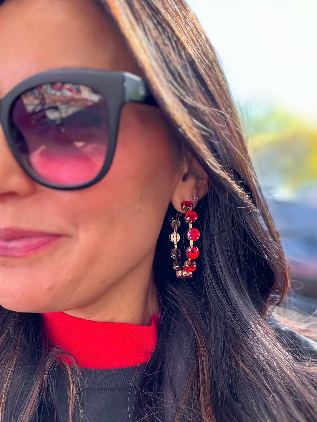 Seeing Red Hoop Earrings