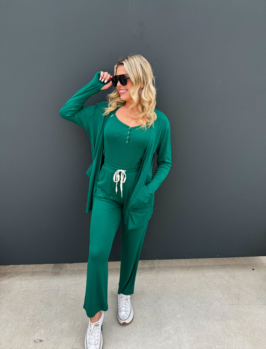 Our Epic Romper Cardigan Set (Green)