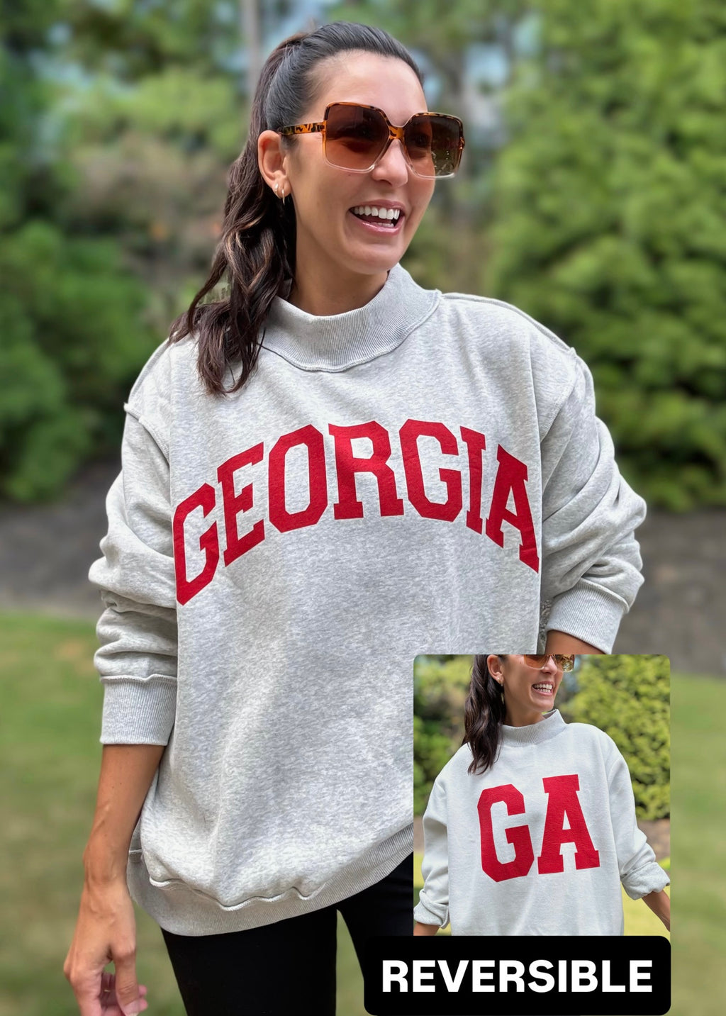Georgia/GA Reversible Mock Neck Varisty Sweatshirt